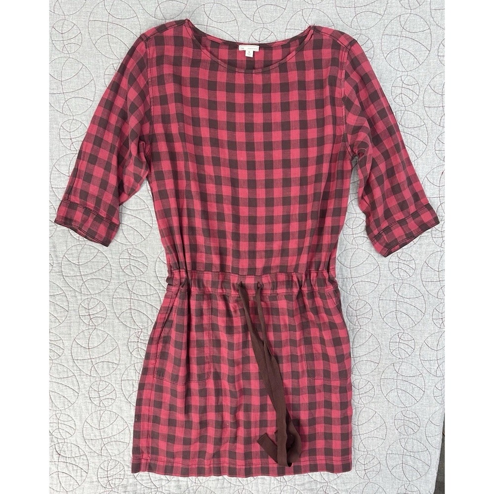 GAP Cinch Waist Plaid 3/4 Sleeve Gingham Dress / Women's Medium